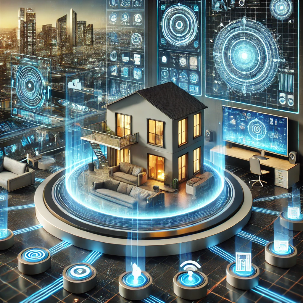 smart home showcasing the integration of advanced AI technologies for seamless interoperability